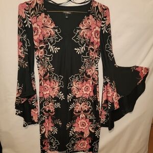 BOHO BELL SLEEVE FLORAL DRESS-4